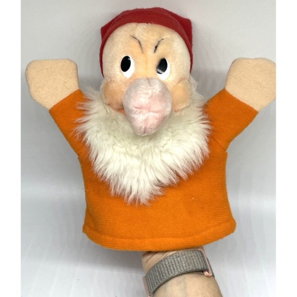 Snow White GRUMPY Dwarf Plush Hand Puppet Walt Disney World Vintage